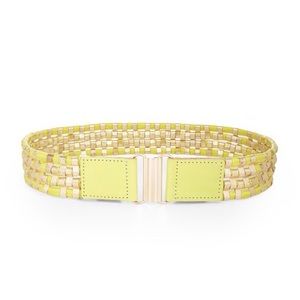 BCBG WAIST BELT NEON YELLOW GOLD TONED STRETCHY